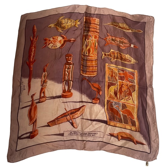 Vintage Australian Aboriginal Art Scarf Designed by Neil Silk Rayon - Picture 10 of 12